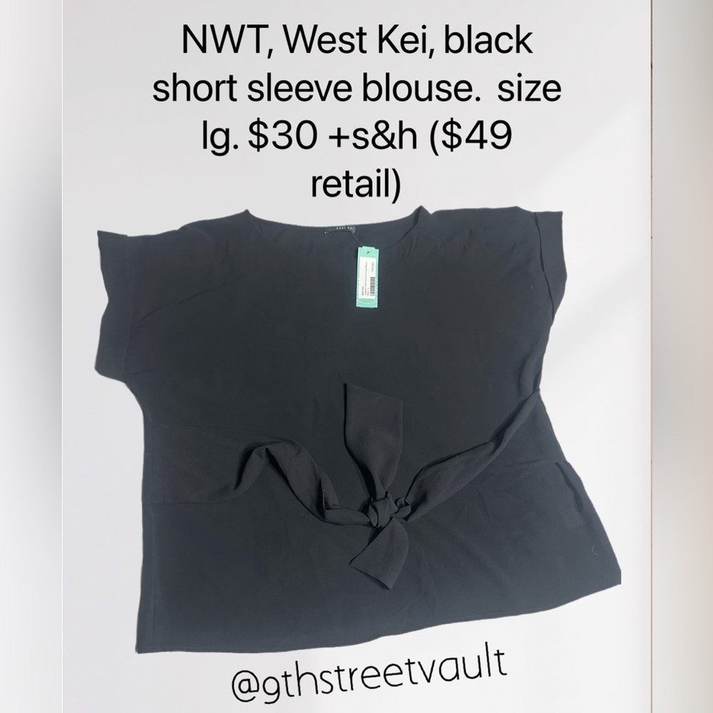 West Kei Black Short Sleeve Blouse